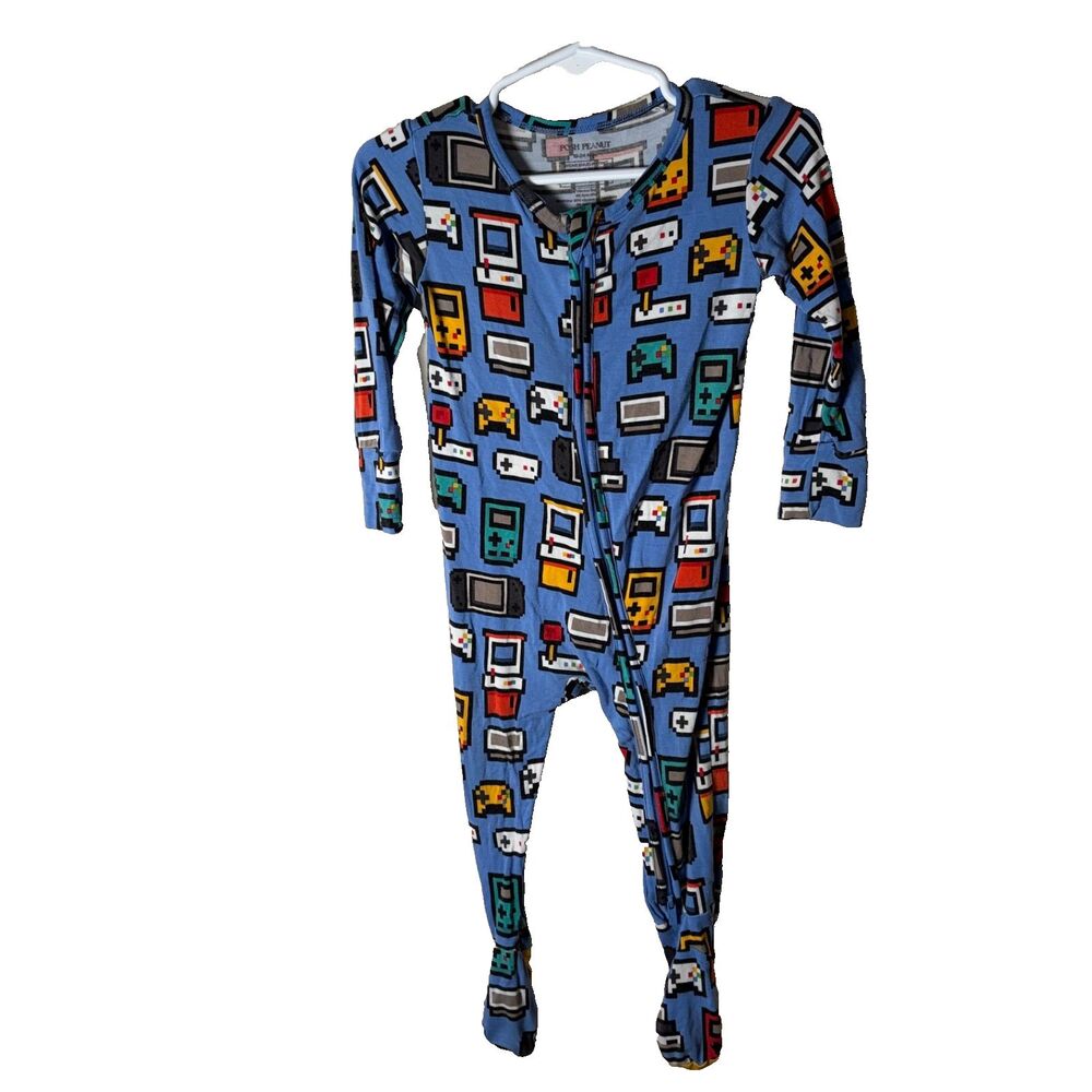 Posh Peanut Video Game Printed Boy's Long Sleeve Pajama 18-24 Months Bamboo
